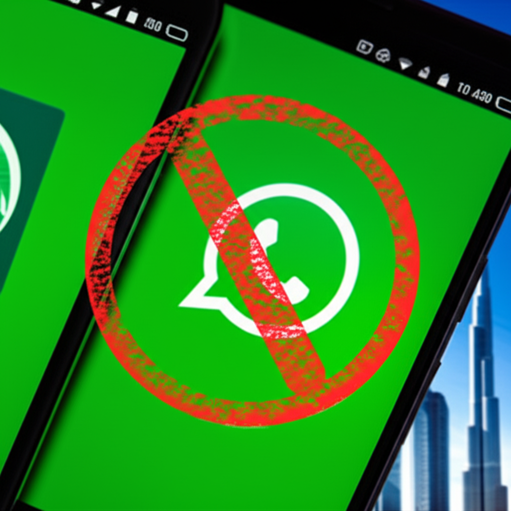 Generate a high-quality, relevant image prompt for an article about: Is WhatsApp Banned in Dubai? Es
