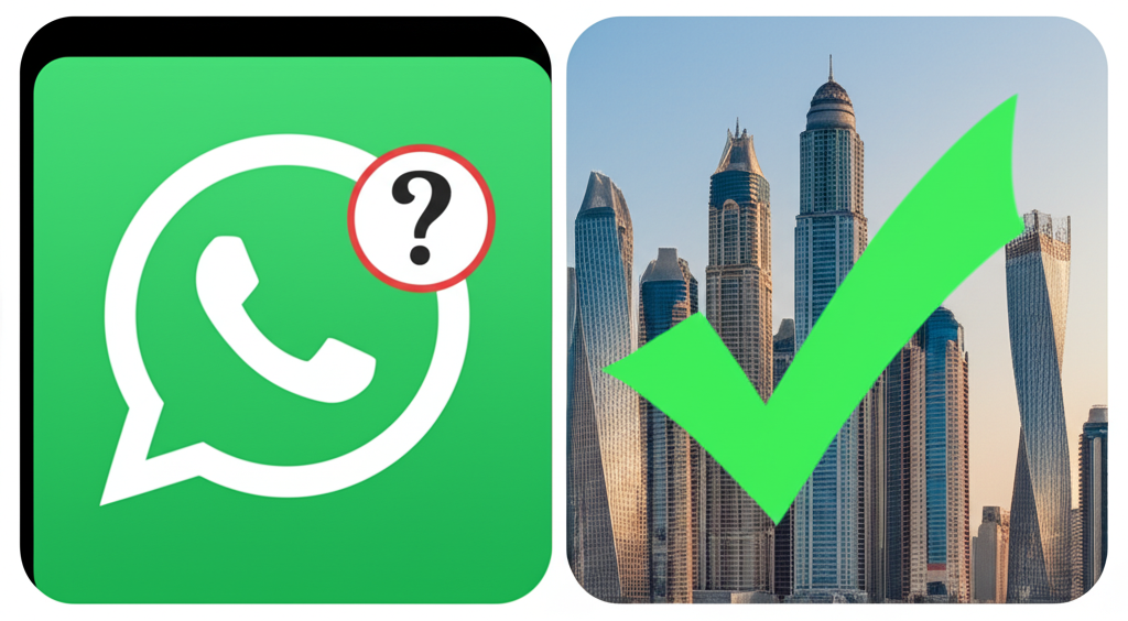 Generate a high-quality, relevant image prompt for an article about: Is WhatsApp Banned in Dubai? Es