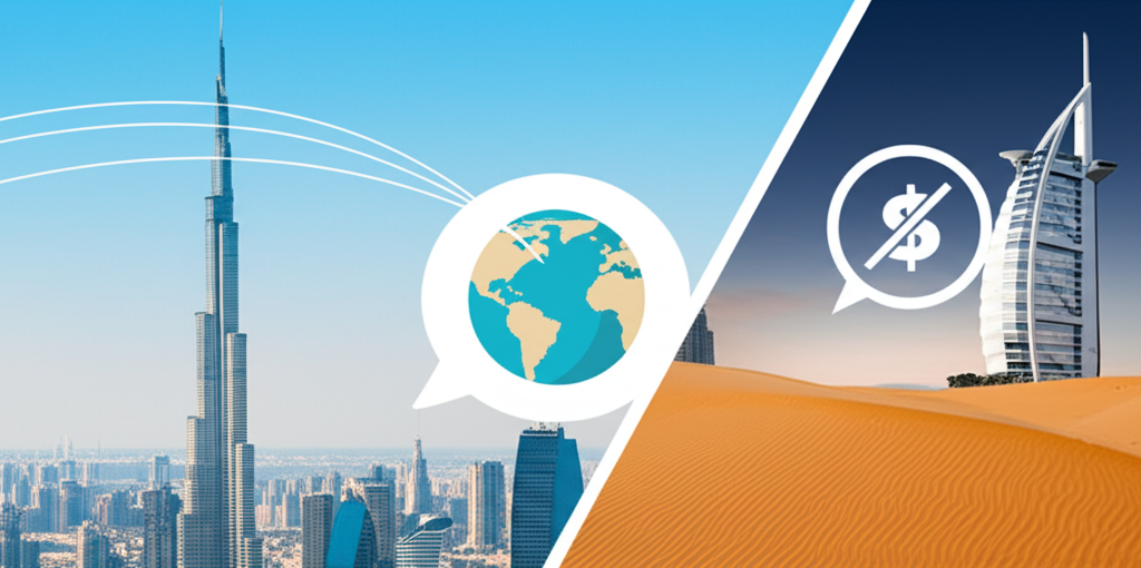Generate a high-quality, relevant image prompt for an article about: How To Call Dubai From USA: Gen