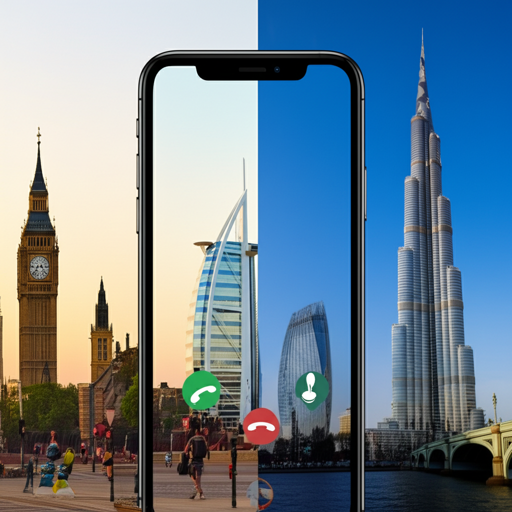 Generate a high-quality, relevant image prompt for an article about: How To Call Dubai From UK: Esse
