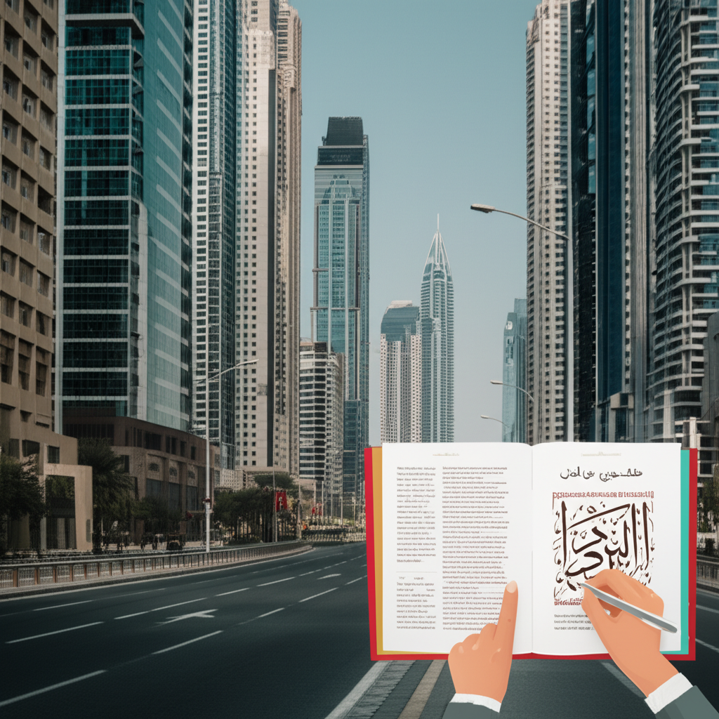 Generate a high-quality, relevant image prompt for an article about: What Language Is Spoken in Duba