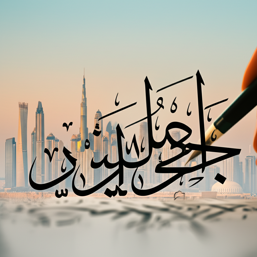 Generate a high-quality, relevant image prompt for an article about: Arabic Language in Dubai: Essen