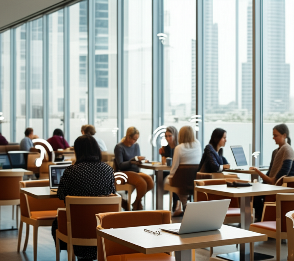 Generate a high-quality, relevant image prompt for an article about: Is Wifi Free In Dubai: Your Ess