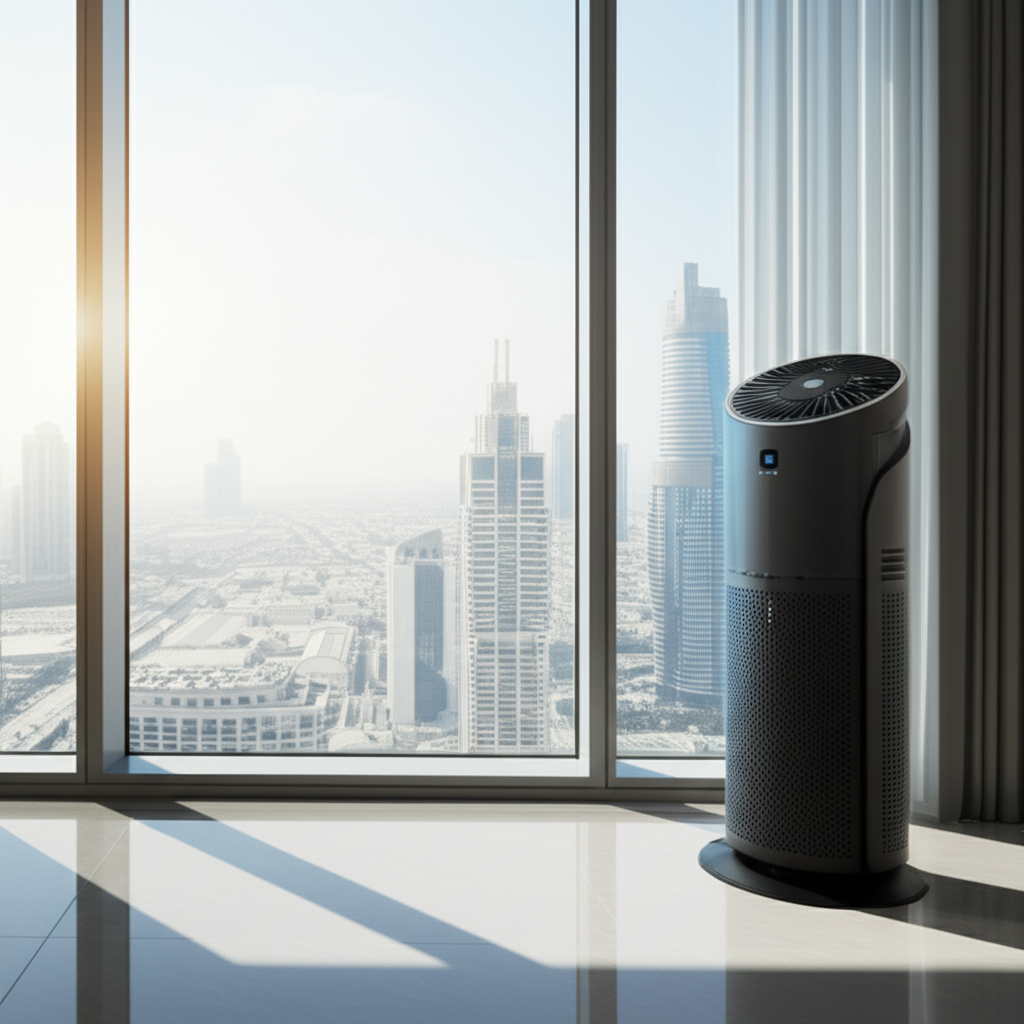 Generate a high-quality, relevant image prompt for an article about: Air Purifier Needed in Dubai: P