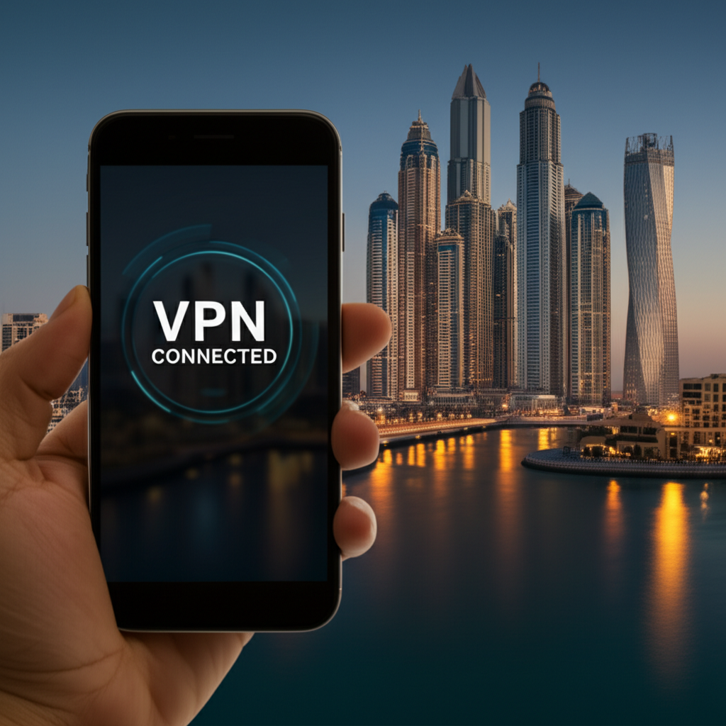 Generate a high-quality, relevant image prompt for an article about: Can You Use VPN in Dubai: Essen