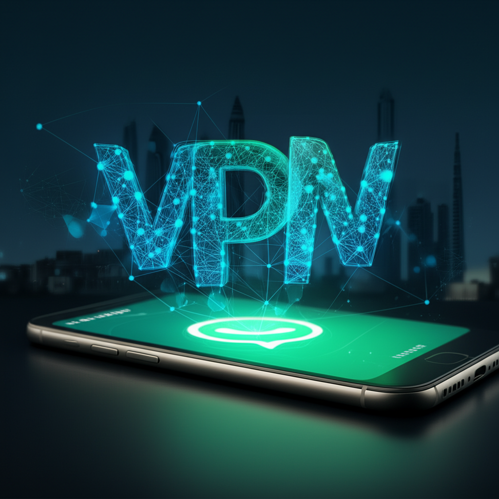 Generate a high-quality, relevant image prompt for an article about: Best VPN for Dubai WhatsApp: Es