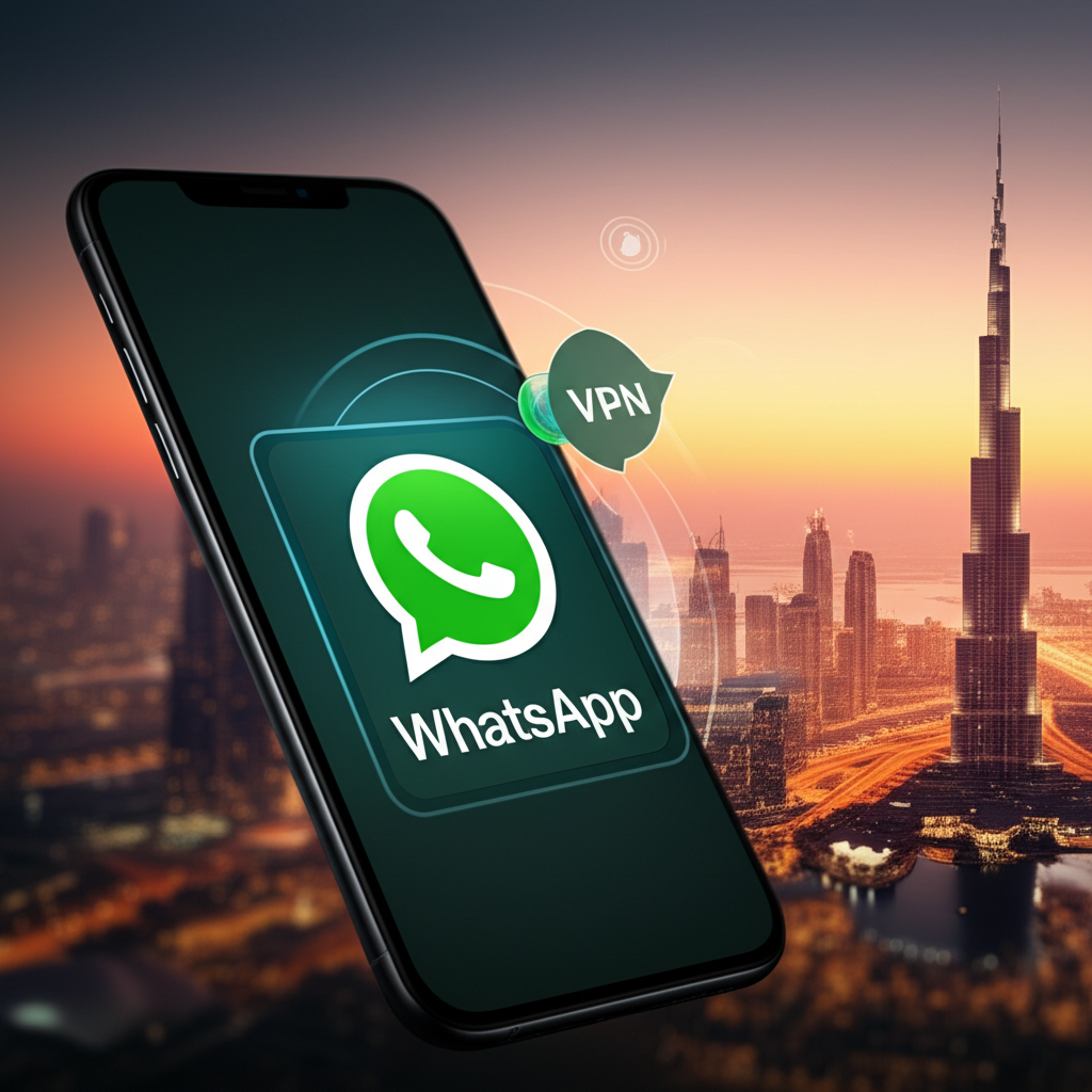 Generate a high-quality, relevant image prompt for an article about: Best VPN for Dubai WhatsApp: Es